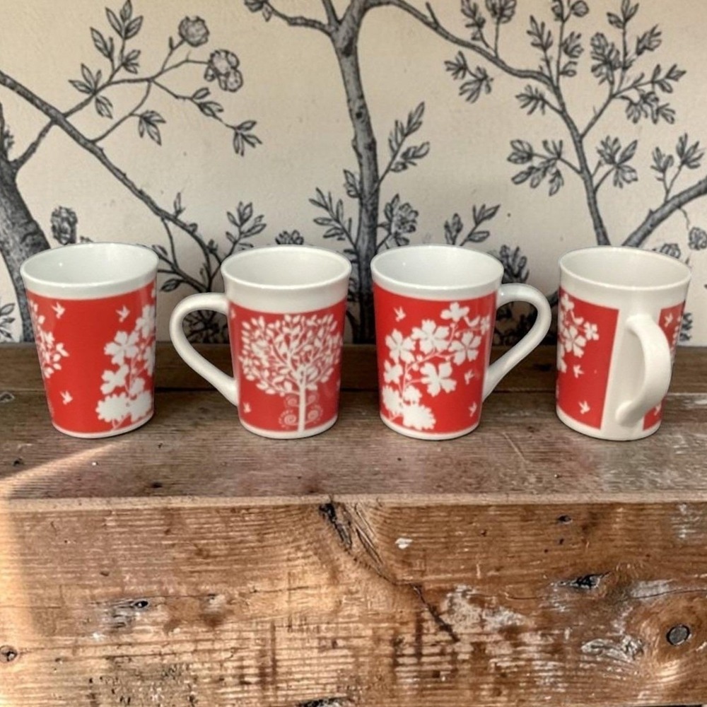 Royal Norfolk Tree Of Life Coffee Cups, Set‎ of 4, Vintage Inspired Drinkware